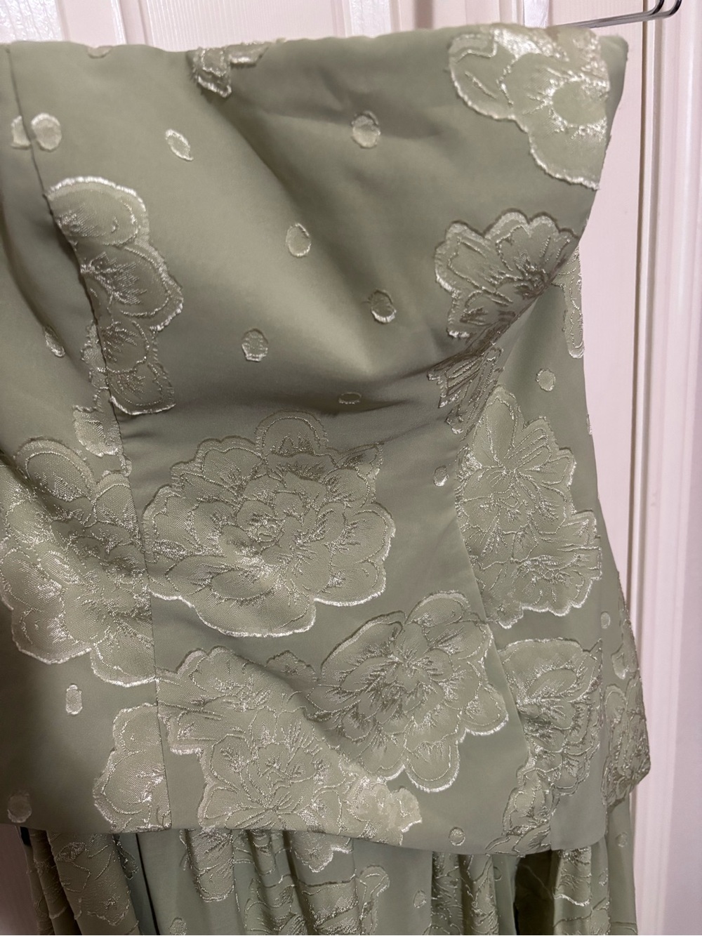 NWT Azazie Strapless Sage Green Lace Overlay Evening Dress - Picture 6 of 9